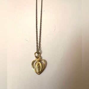 Vintage Gold Filled Heart Shaped Miraculous Pendant Necklace